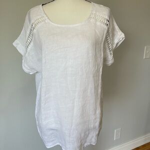 Bellambra 100% linen top cute sleeve details new with tags S breathable office